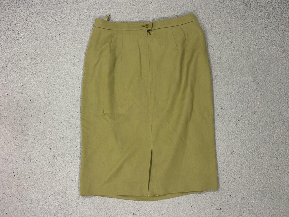 Vintage Escada Skirt Womens 40 Green Wool Pencil Knee Length Lined High Waist